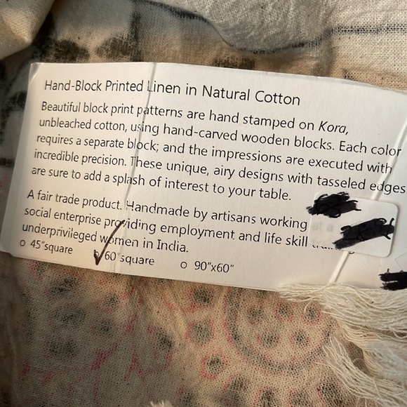 Hand block Printed table clothe, cotton, stables on Kira, airy designs tasseled - Picture 12 of 15